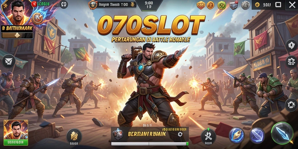 Tampilan mendebarkan dari gameplay 070SLOT Battle Royale.