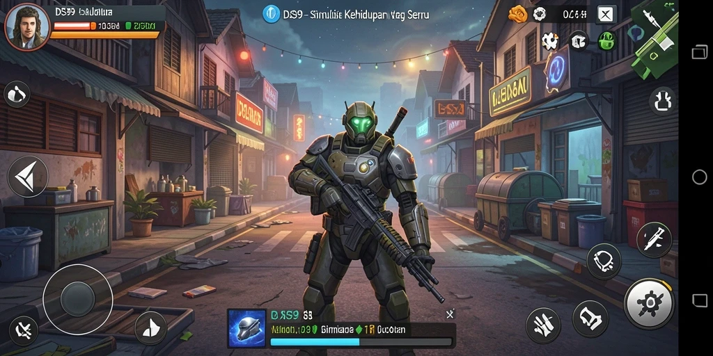 Tampilan gameplay DS99 dengan interaksi karakter yang menarik.