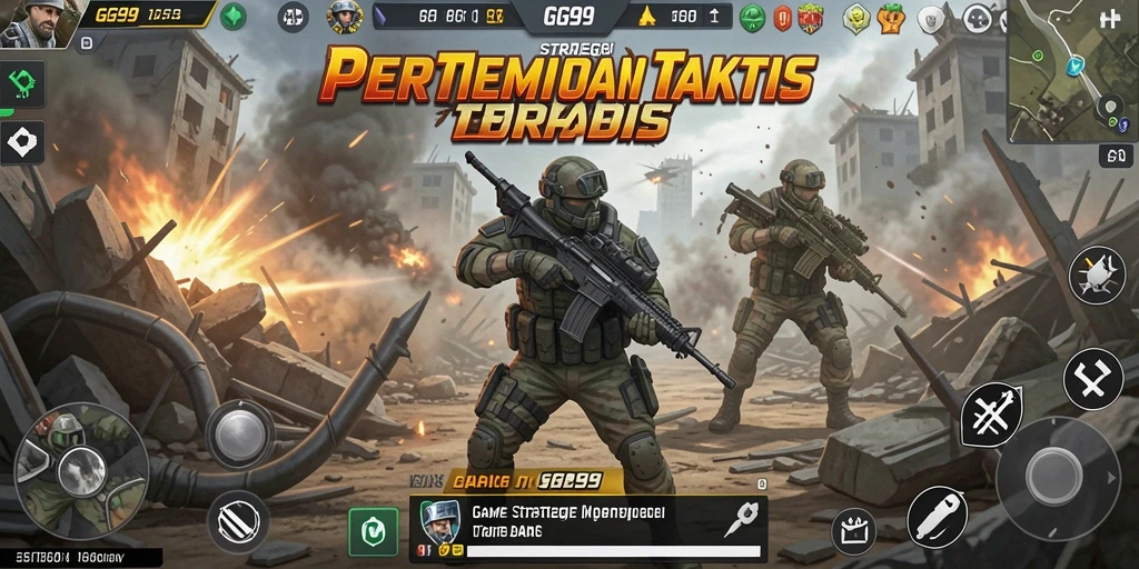 Screeshot gameplay GG99 menunjukkan pertempuran taktis yang intens dan pembangunan kerajaan.