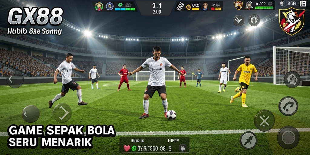 Tangkapan layar GX88 menampilkan aksi seru dalam pertandingan sepak bola.