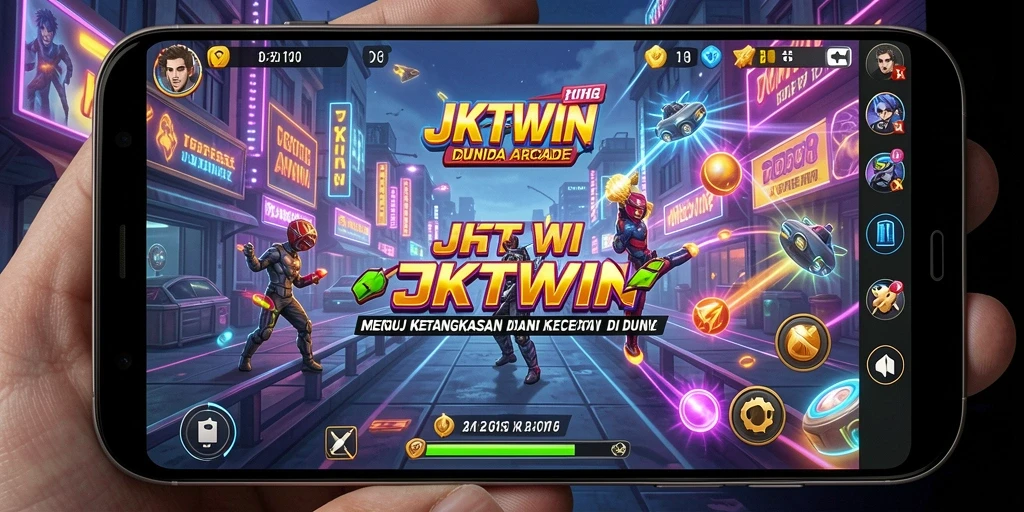 Tampilan gameplay menarik dari JKTWIN menampilkan aksi Arcade yang seru.