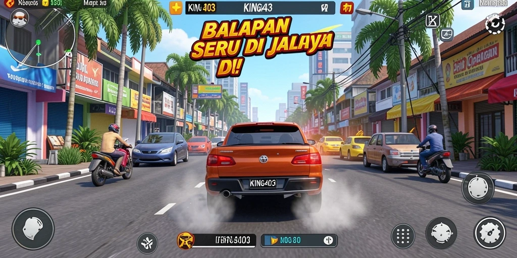 Tampilan gameplay KING403 yang mendebarkan saat balapan.