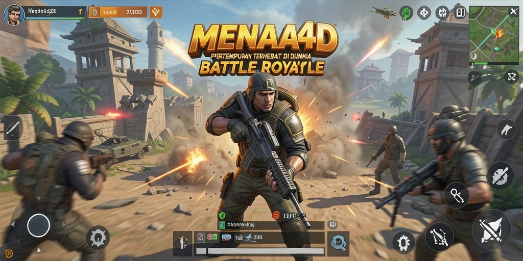 Tampilan seru gameplay MENARA4D di medan tempur Battle Royale.