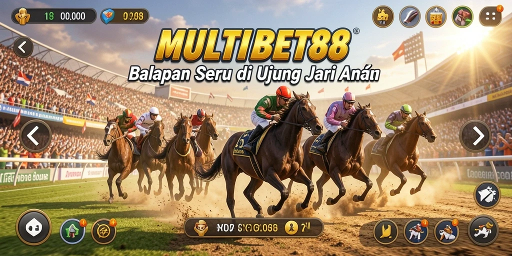 Screenshot utama MULTIBET88 menampilkan aksi balapan yang mendebarkan.