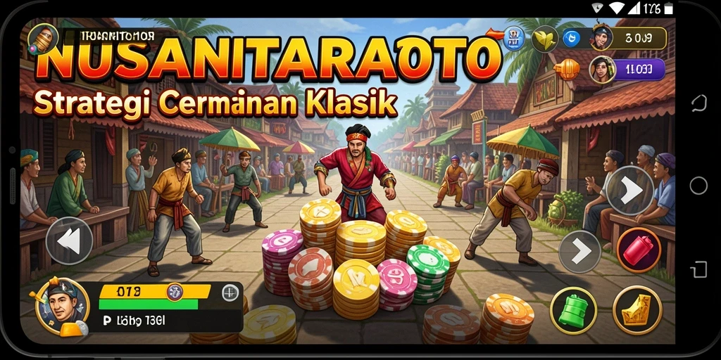 Screenshot gameplay strategis NUSANTARATOTO dengan pertempuran intens.