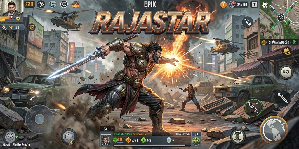 Tampilan gameplay RAJASTAR yang mendebarkan dan penuh aksi.