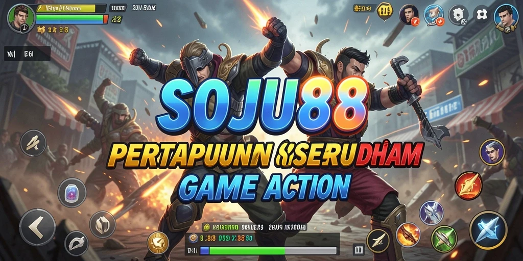 Screenshot utama SOJU88 menampilkan gameplay action yang intens.